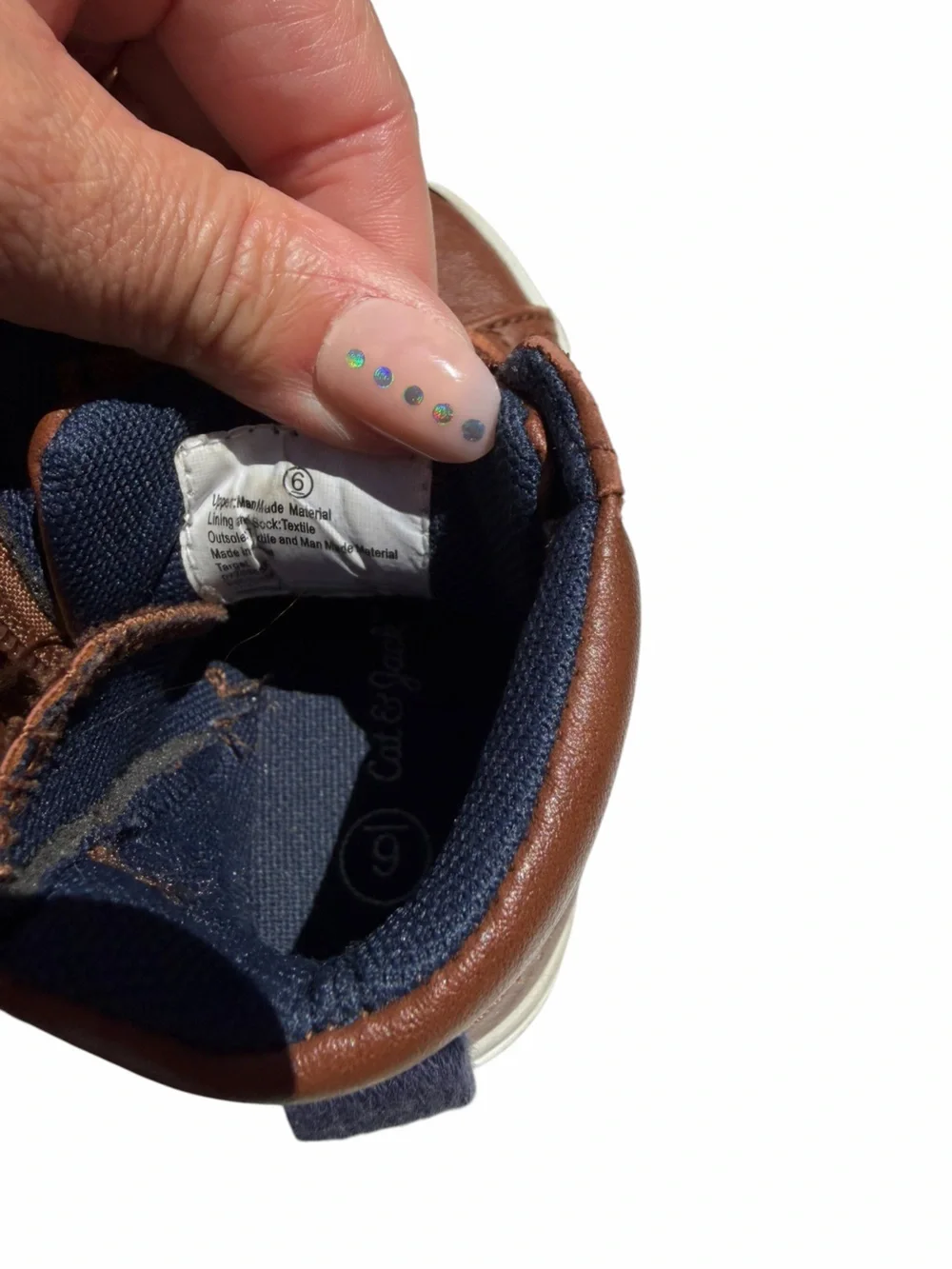 Cat & Jack  Kids Brown High-Top Sneakers with Navy Lining size 6 toddler
